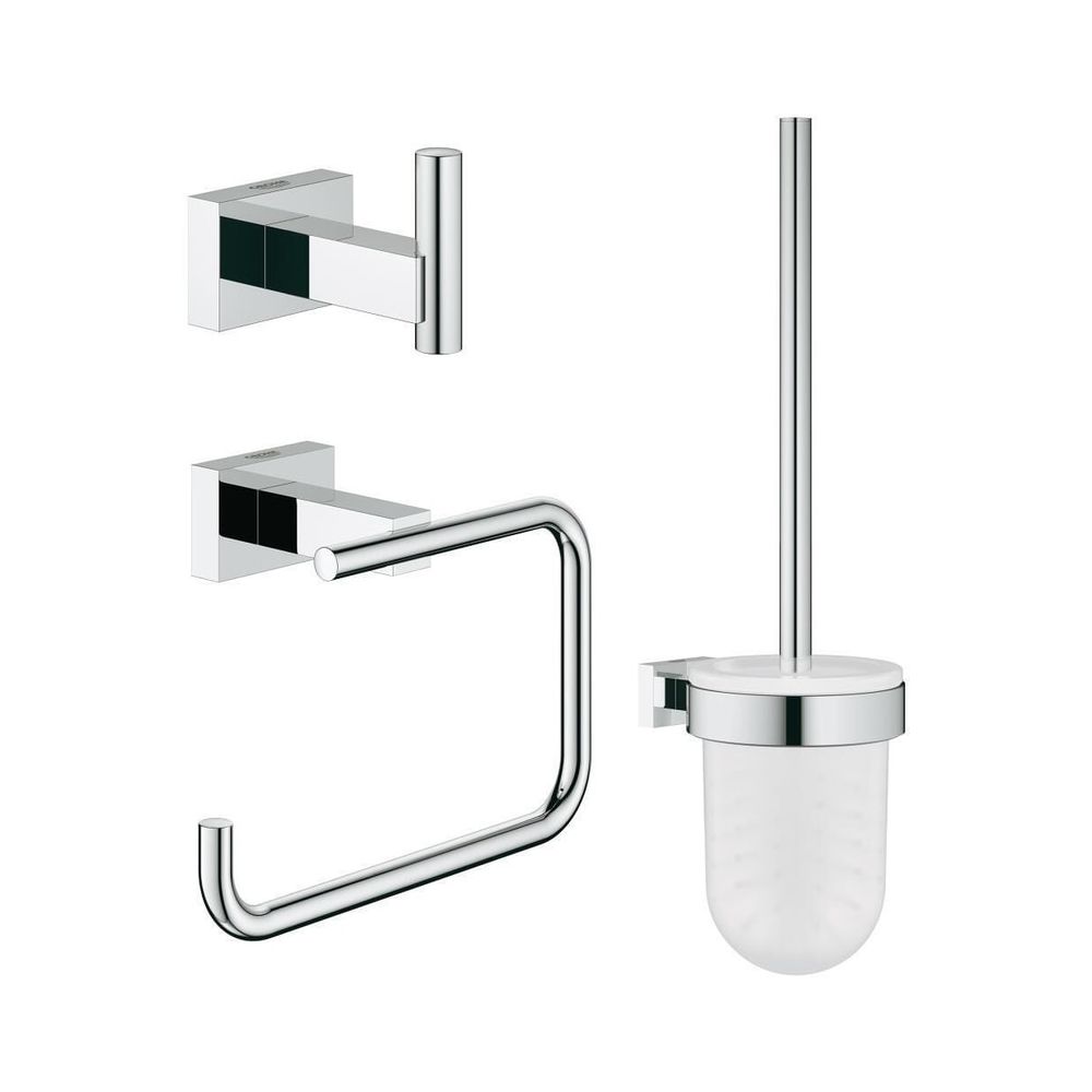 Set d'accessoires WC 3-en-1 Essentials Cube de Grohe, chromé, 40757001