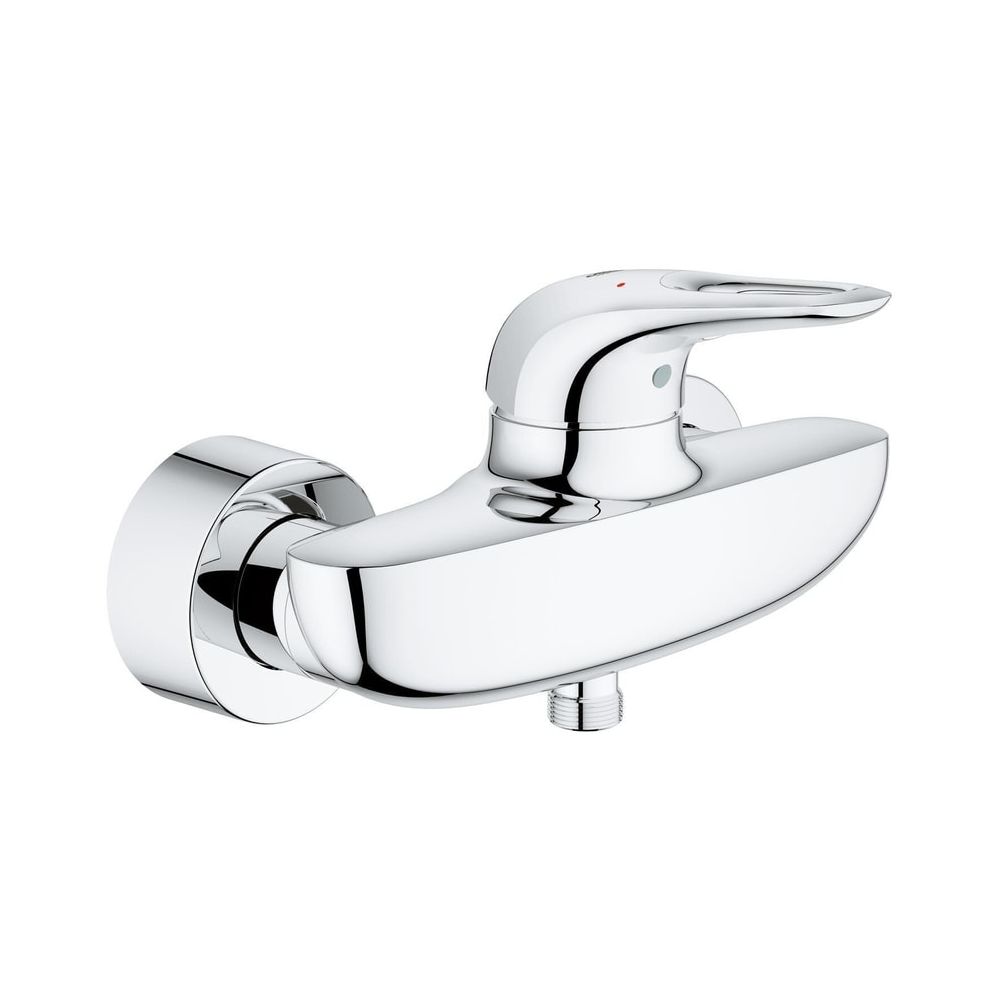 Mitigeur de douche Grohe Eurostyle à une commande, montage mural apparent, levier métallique ouvert, chromé, 33590003