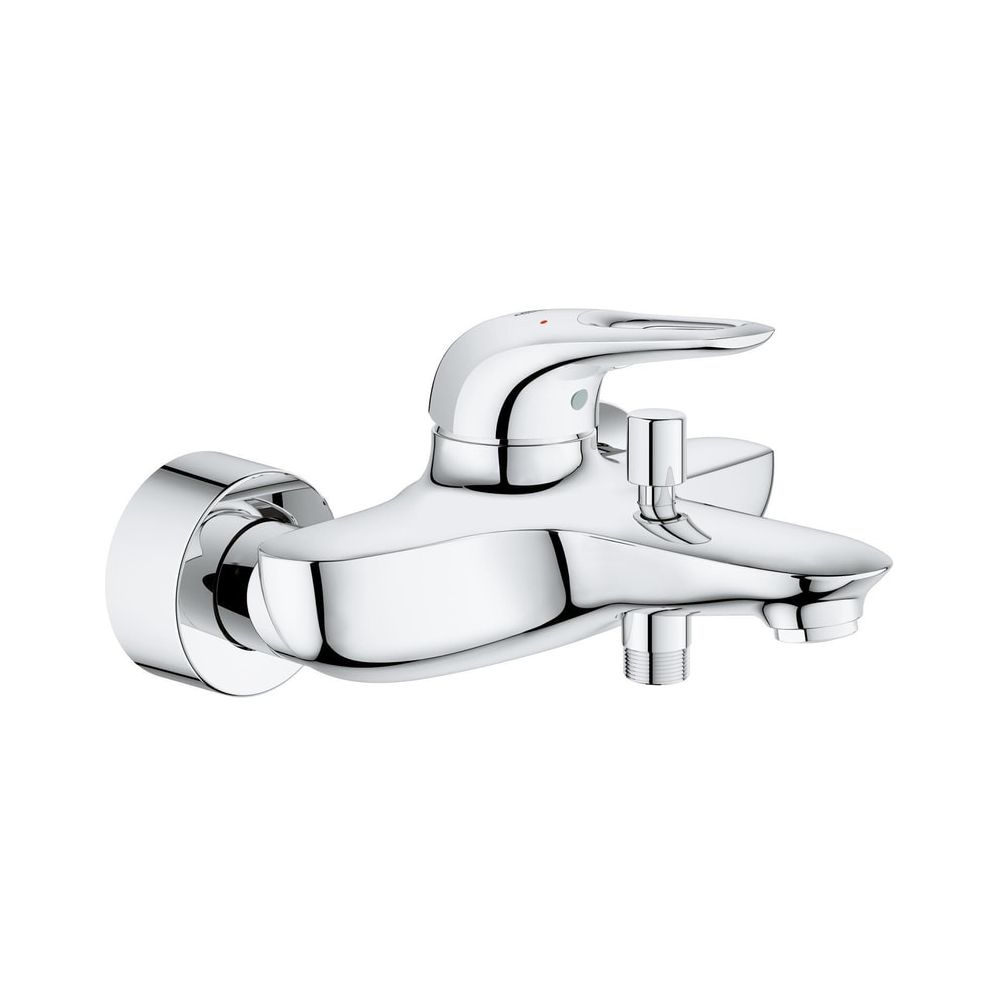 Robinetterie Grohe Eurostyle mitigeur monocommande pour baignoire, montage mural, bec métallique ouvert, chromé, 33591003