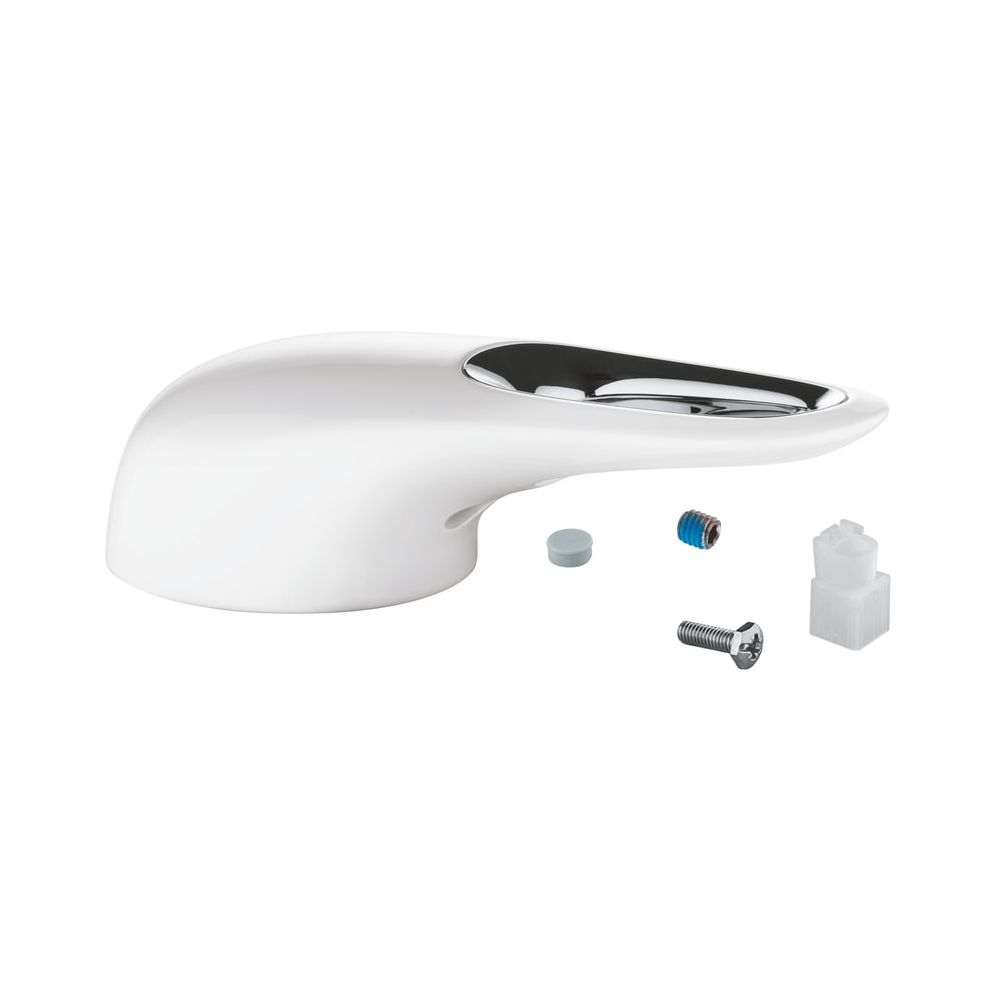 Levier métallique ouvert Grohe pour mitigeur monocommande de lavabo 1/2", avec cartouche 28 mm, évacuation push-open 1 1/4", Moon White