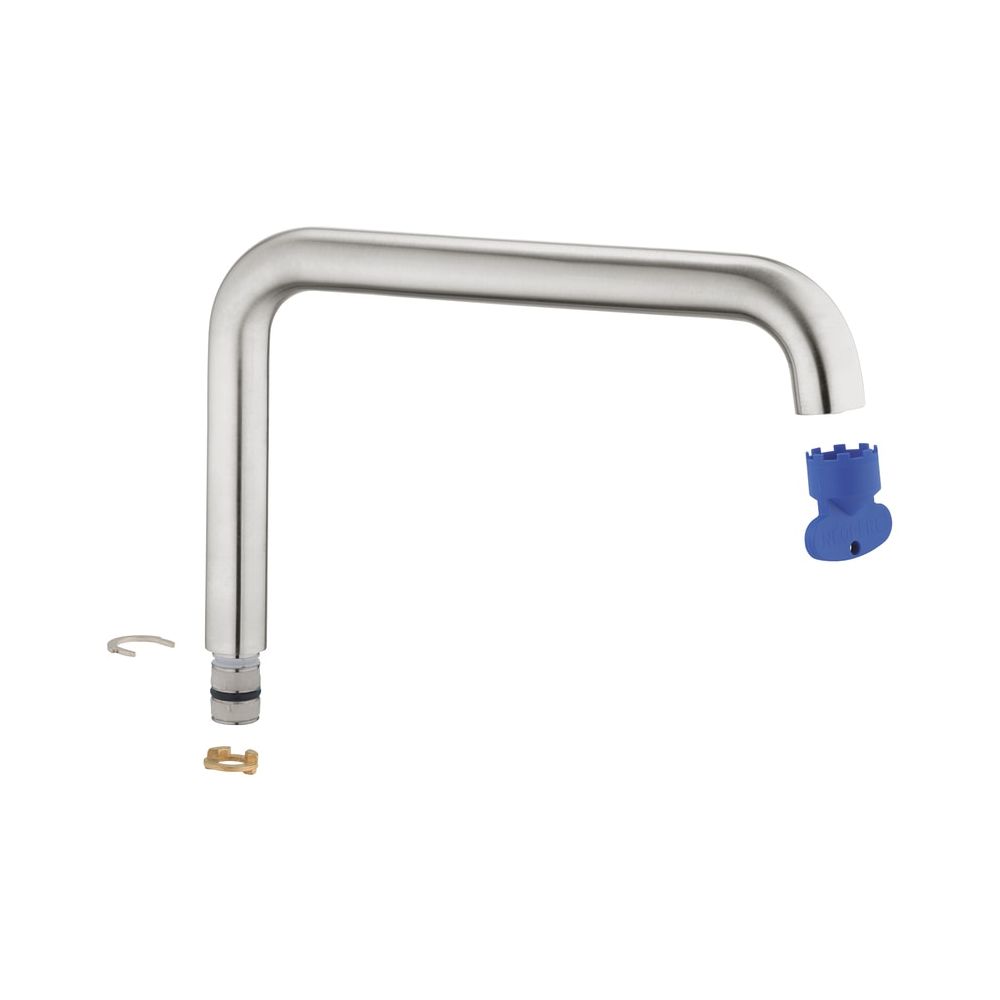 Grohe Sortie d'eau, bec coudé pivotant pour batterie de robinetterie monocommande Essence, finition Supersteel, référence 13376DC0