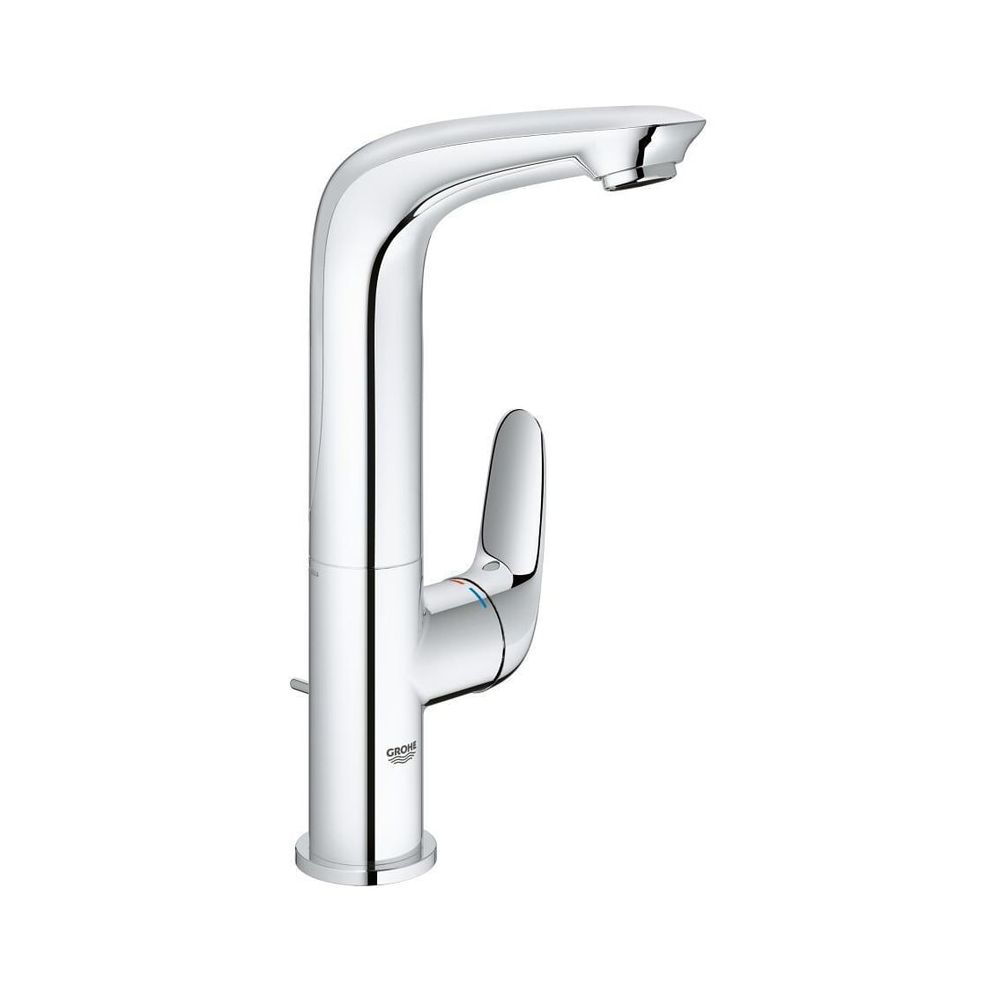Robinetterie Grohe Eurostyle pour lavabo, taille L, montage à trou unique, bec en métal fermé, finition chromée, référence 23718003
