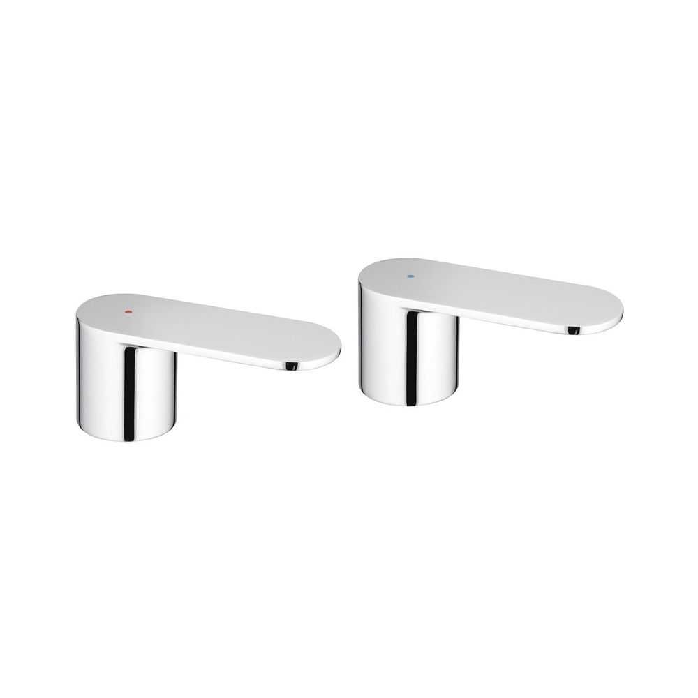 Paire de poignées Grohe pour robinetterie Eurosmart Cosmopolitan, métal, marquage bleu/rouge pour batterie de lavabo 3 trous, finition chromée, 48306000
