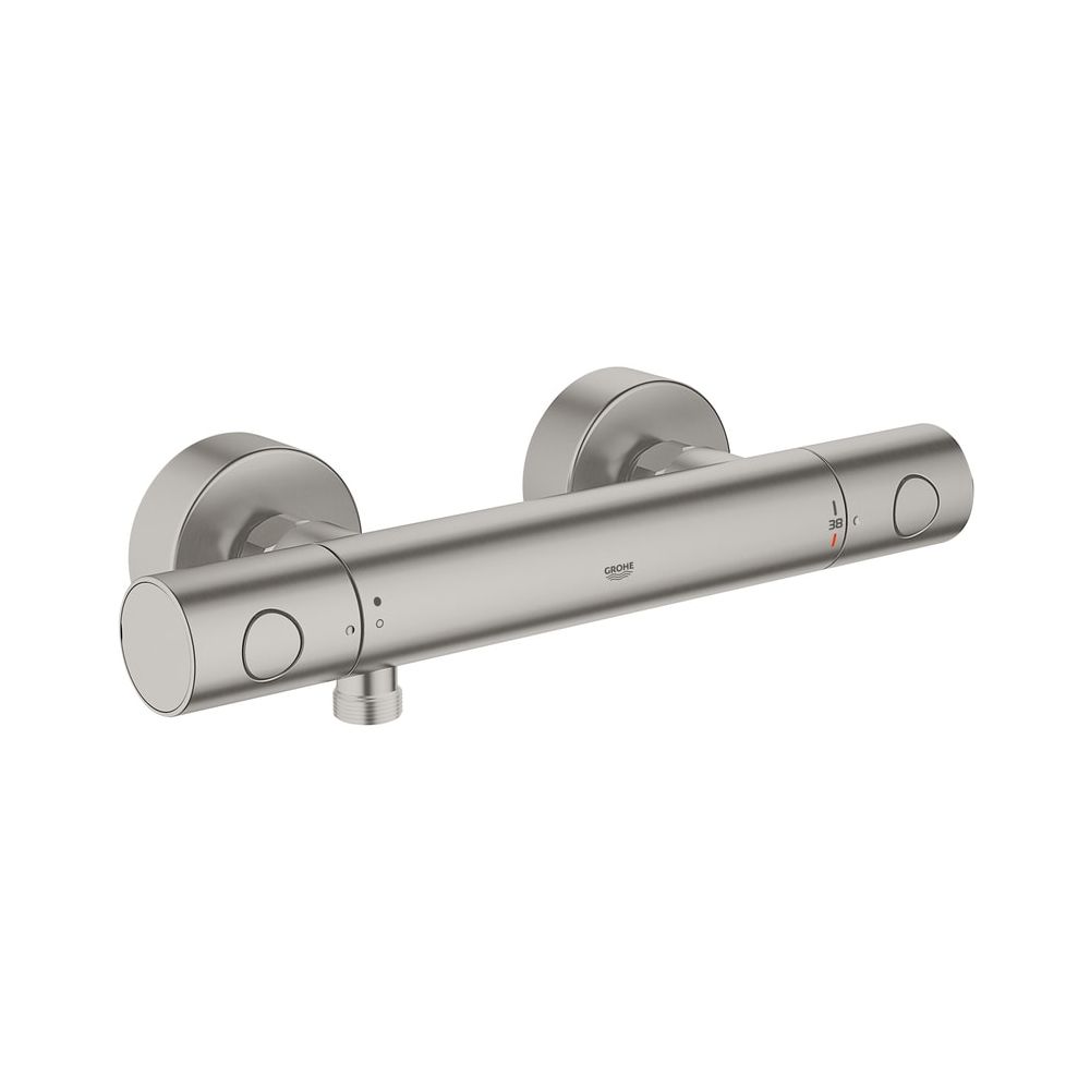 Robinetterie mitigeuse thermostatique Grohe Grohtherm 1000 C, montage mural, Supersteel, 34065DC2