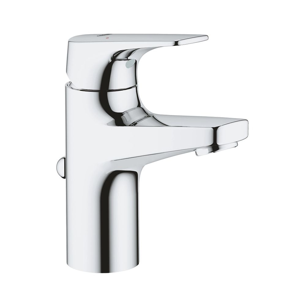 Robinetterie de lavabo BauFlow à un trou et commande monocommande, taille S, avec garniture d'évacuation à tige 1 1/4", chromé, 23751000