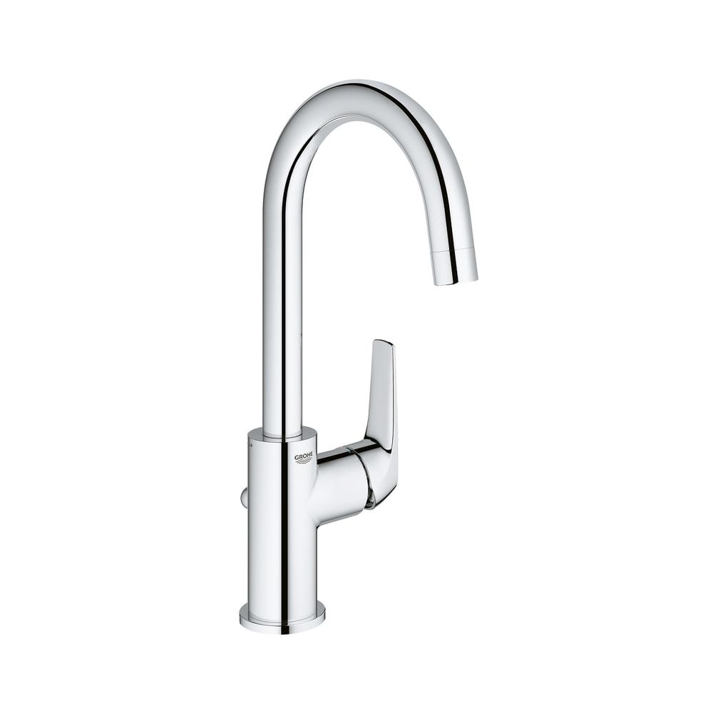 Robinetterie BauFlow 1 trou monocommande pour lavabo, taille L, avec garniture à tige de vidange 1 1/4", chromé, 23753000