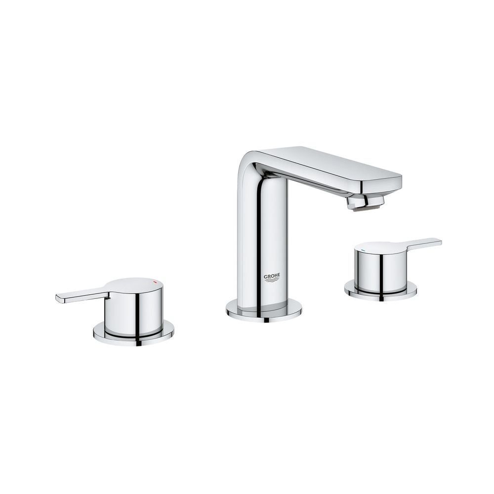 Robinetterie de lavabo Grohe Lineare 3 trous, 5,7 l/min mousseur SpeedClean, garniture de vidange à tige 1 1/4", chromé, 20304001