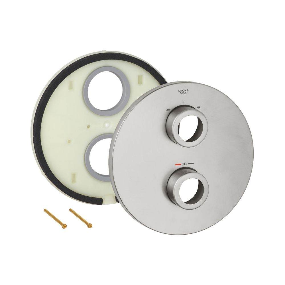 Rosace Grohe pour jeux de thermostats Grohtherm, AD 210 mm, rosace murale, étanchéité de rosace et de tige dissimulée, Supersteel, 47810DC0