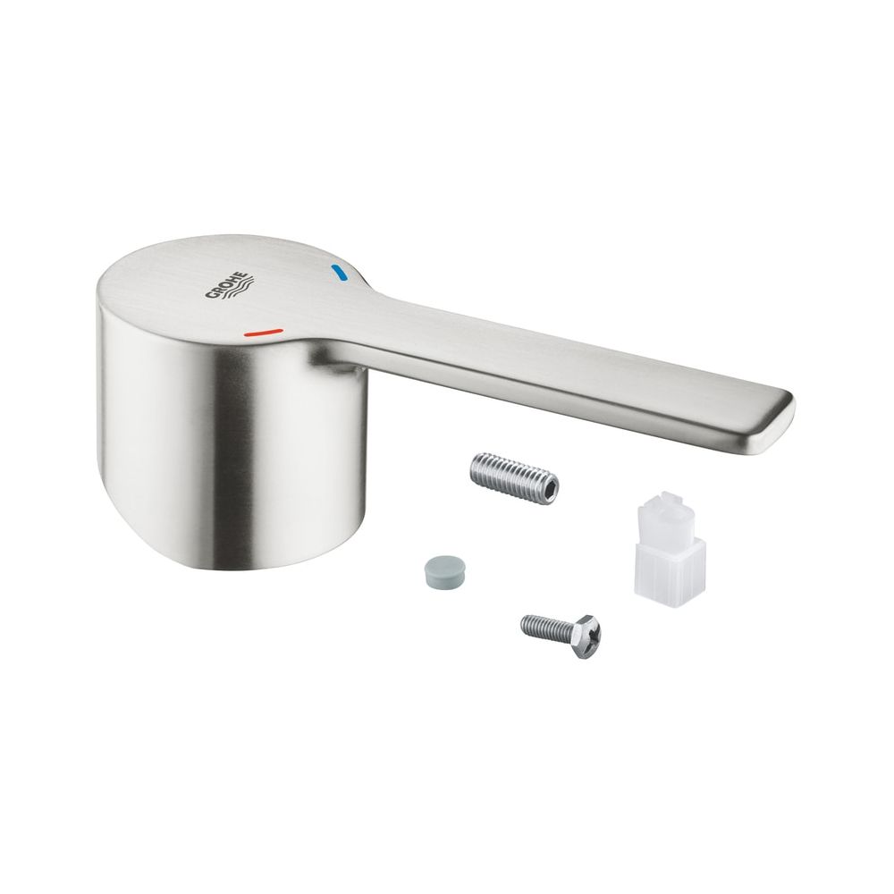 Levier Grohe pour cartouche 28 mm pour mitigeurs monocommandes linéaires de lavabo et bidet taille XS, S et XL, métal, Supersteel