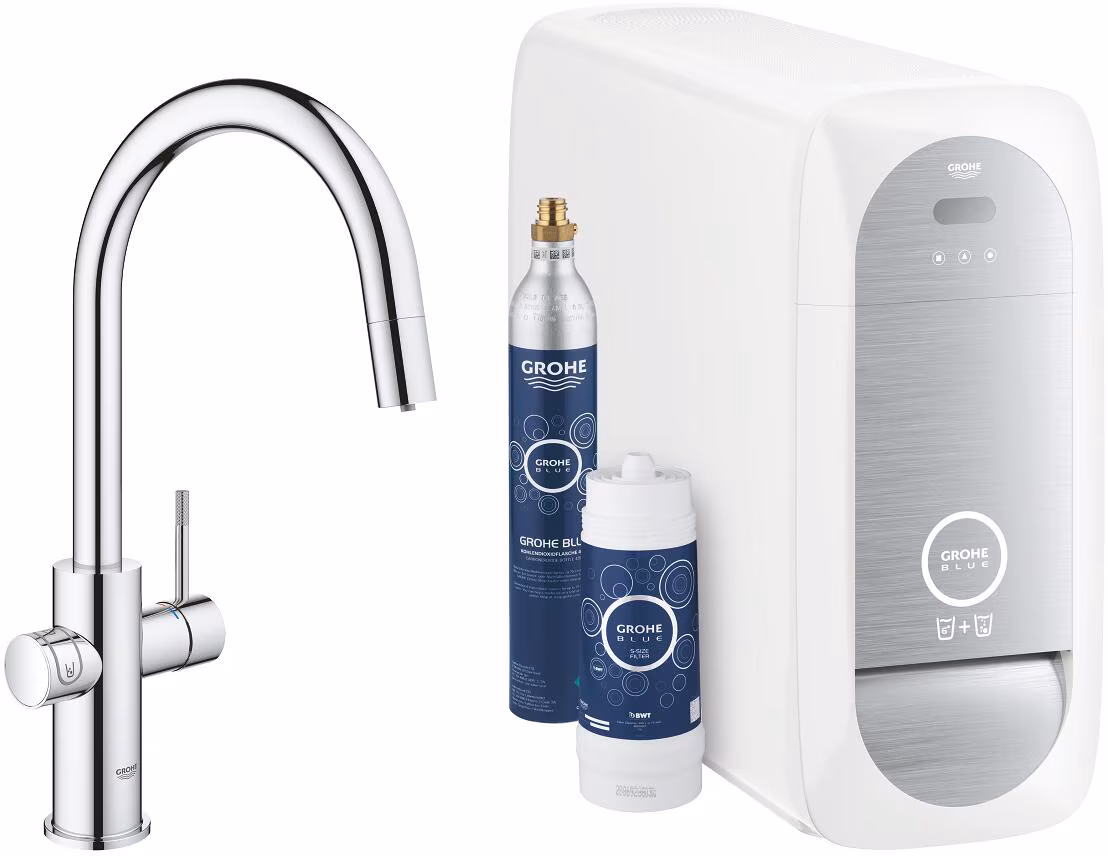 GROHE Blue Home Starter Kit, bec C, flexible, jusqu'à 150° pivotant, chromé (31541000)