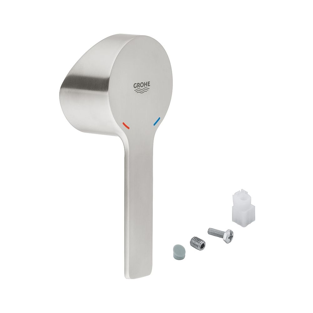 Levier Grohe pour cartouche 46 mm pour mitigeur monocommande linéaire (douchette et baignoire), kit de montage prêt à l'emploi, métal, Supersteel, 46988DC0