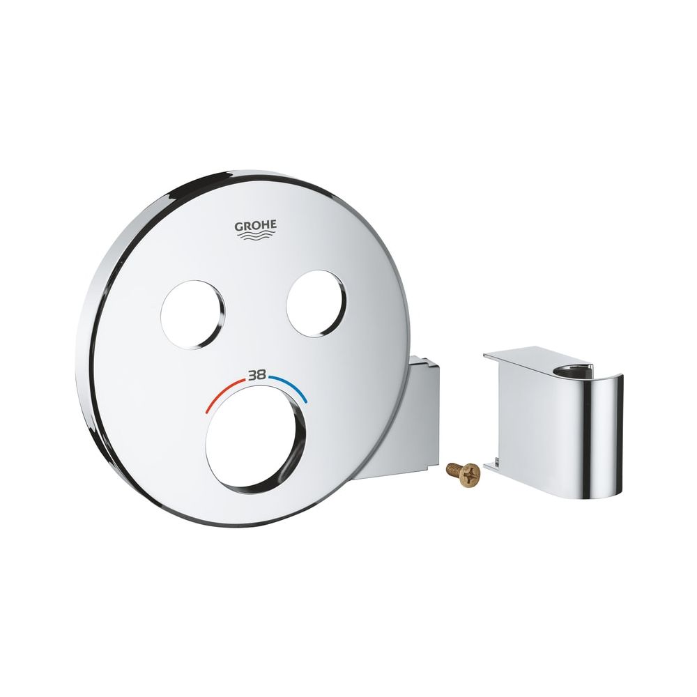 Grohe Rosace ronde pour SmartControl pour thermostats avec 2 vannes d'arrêt et support de pommeau intégré, chromé, 49034000