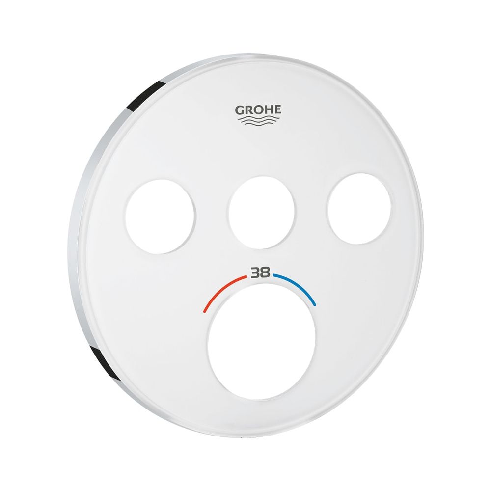 Rosette Grohe ronde pour thermostats encastrés SmartControl avec 3 vannes d'arrêt avec couvercle, Moon White, 49036LS0