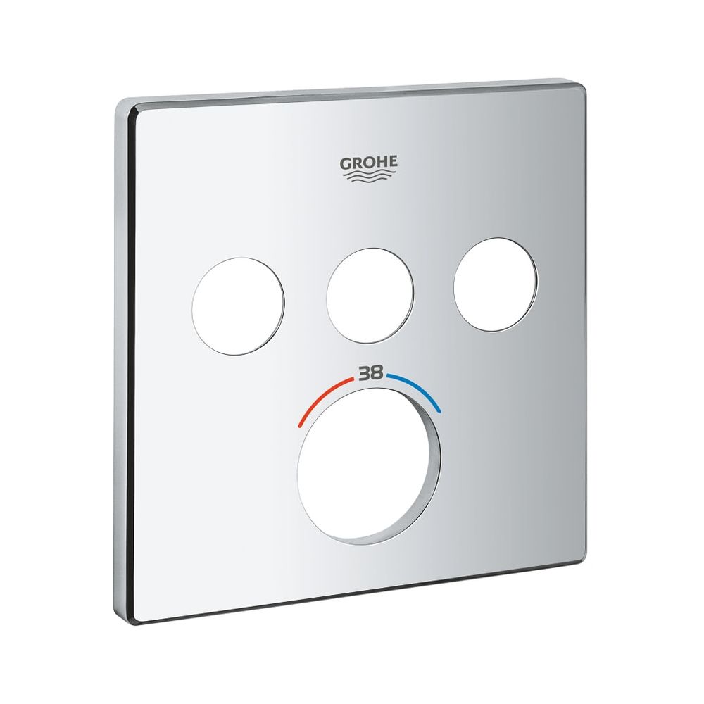 Rosace carrée pour thermostat encastré SmartControl Grohe pour 3 vannes d'arrêt, chromée, 49042000