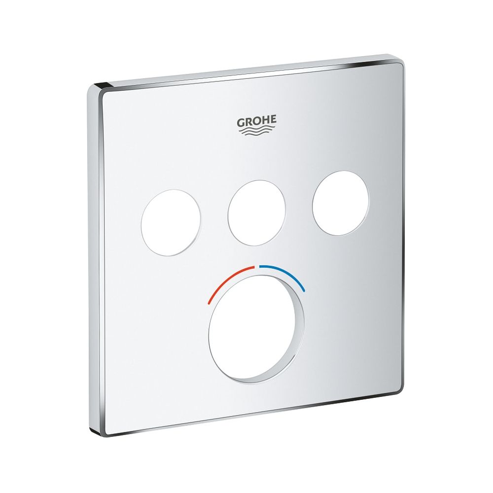Grohe Rosace carrée pour mitigeur avec 3 vannes d'arrêt, finition StarLight, chrome, réf. 46996000