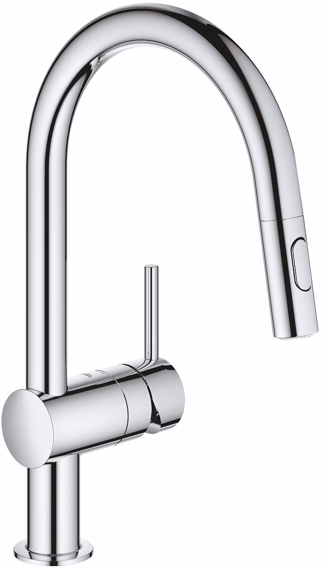 Grohe Minta Mitigeur monocommande pour évier DN15, sortie C, flexible de rinçage chromé, 32321002
