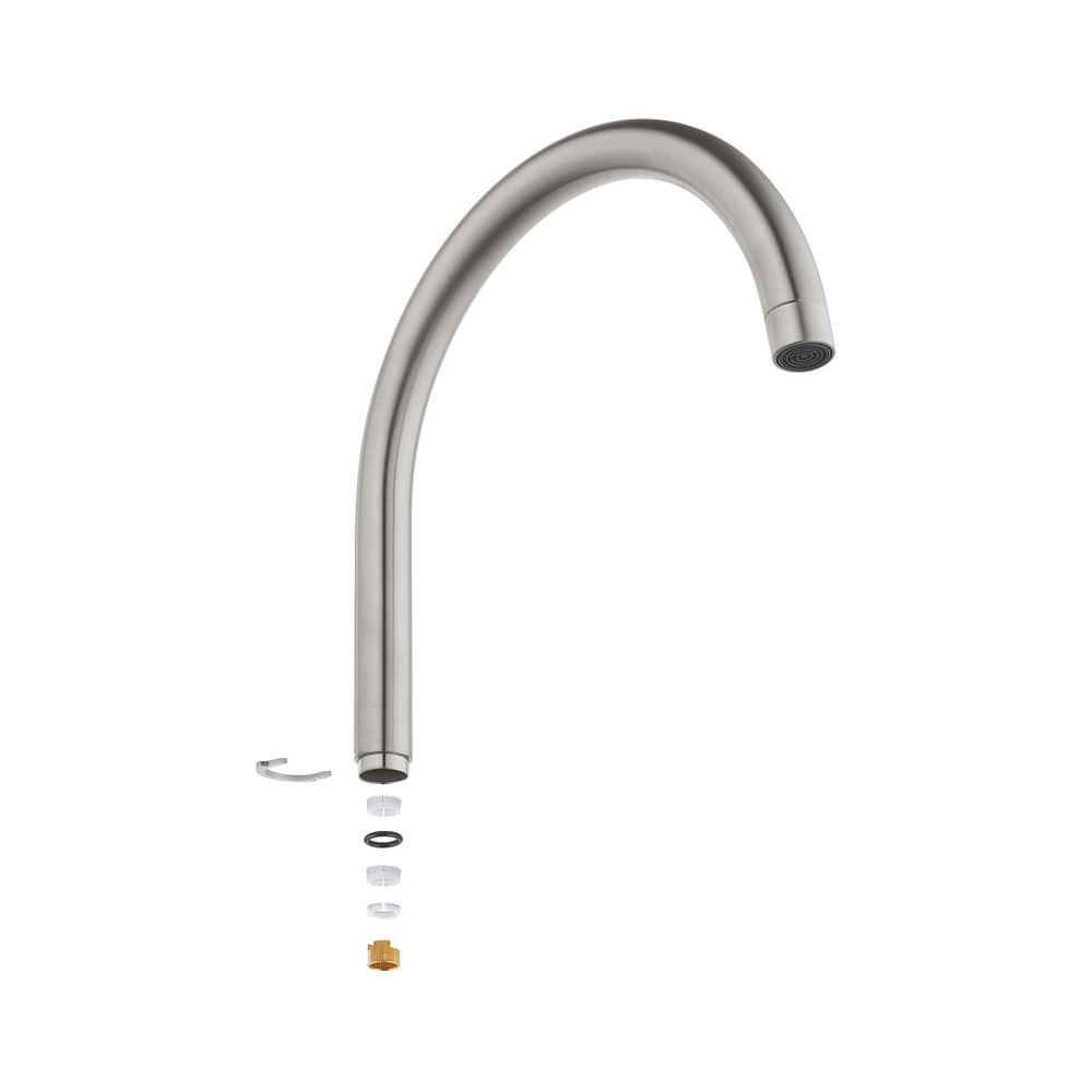 Robinetterie Grohe U-Auslauf, bec coudé pour mitigeur Eurosmart haut bec, Supersteel, 13372DC0