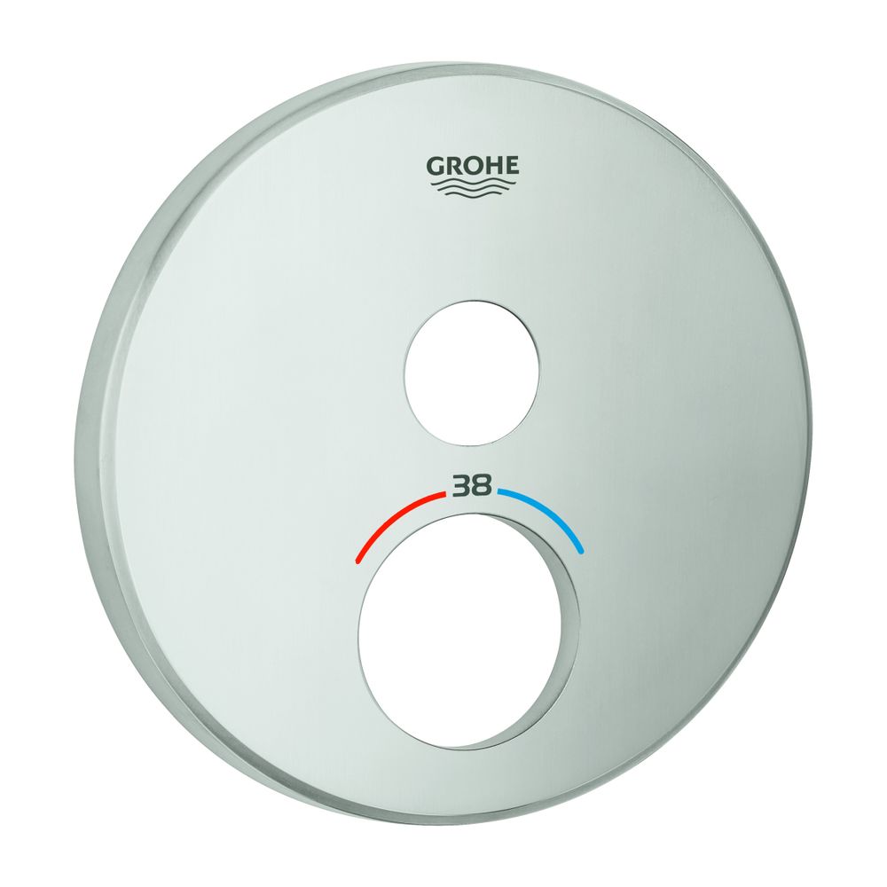 Rosace ronde Grohe SmartControl pour thermostats avec 1 vanne d'arrêt, Supersteel, 49030DC0