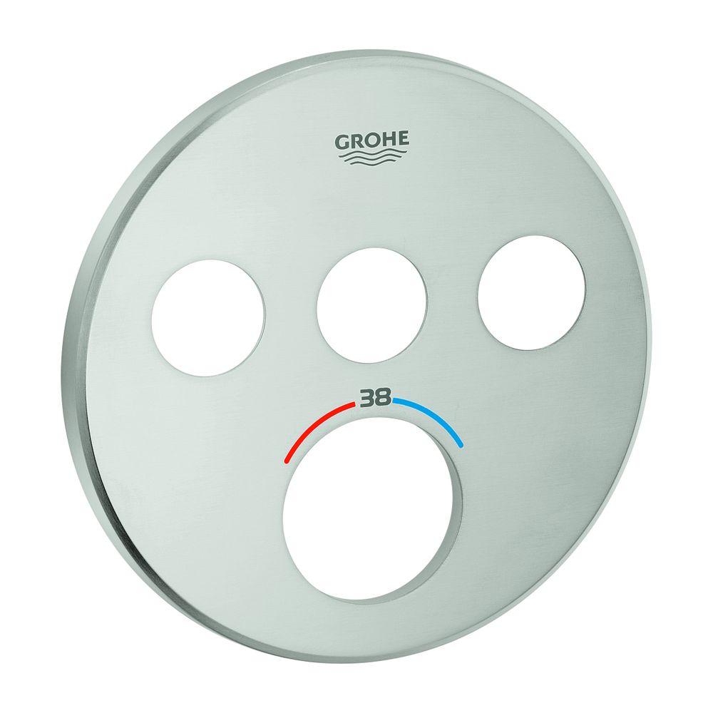 Rosace ronde Grohe pour thermostat encastré SmartControl, avec 3 vannes d'arrêt, Supersteel, 49035DC0