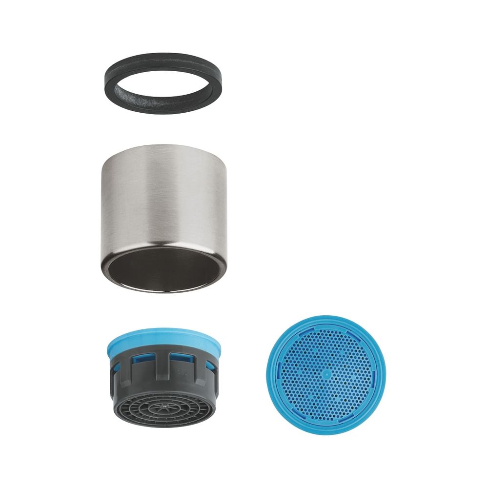 Grohe Mousseur, filetage intérieur M22x1, classe de débit A, 15,0 l/min à 3 bar, Supersteel, 48418DC0