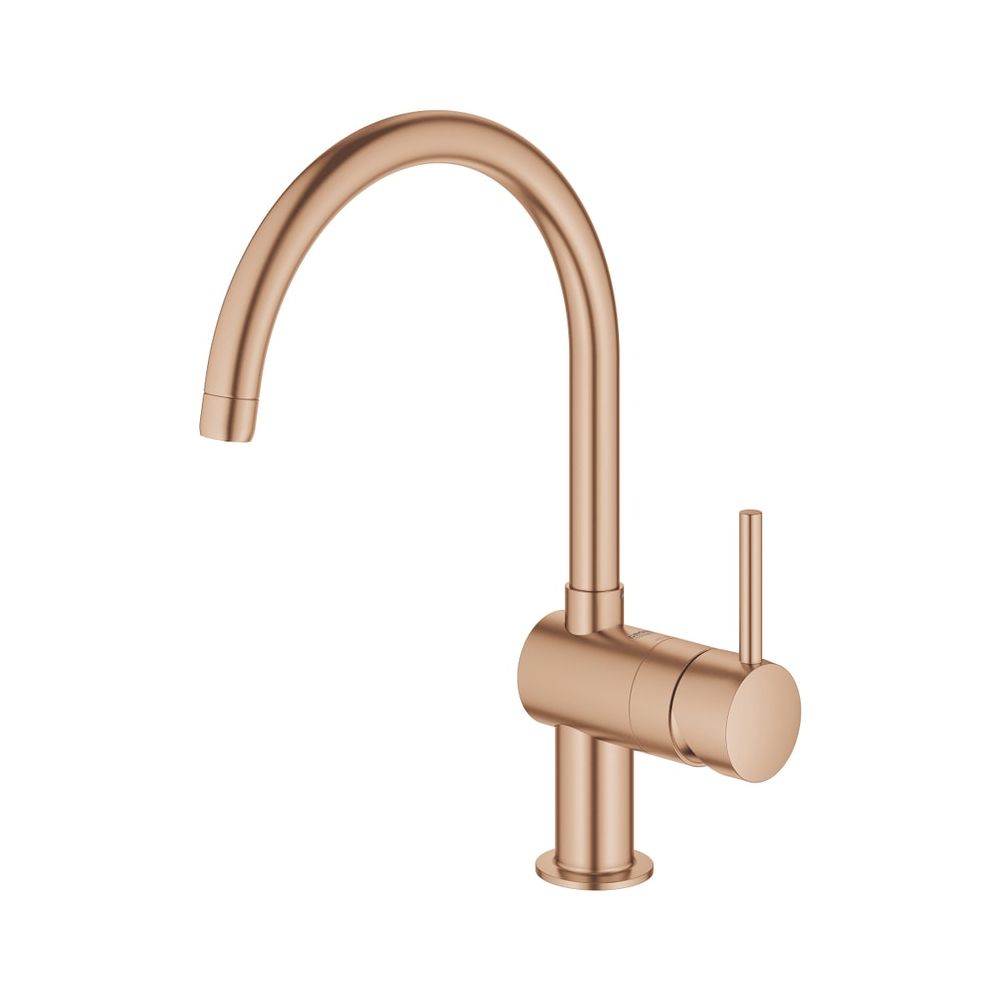 Grohe Minta Batterie d'évier monocommande, montage 1 trou, bec C pivotant, douchette extraite, 11,5l/min, Warm Sunset