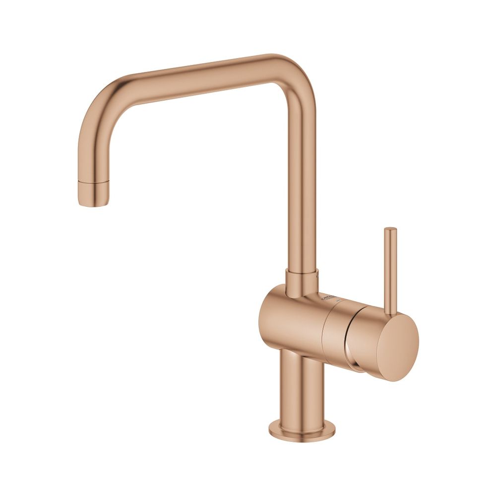 Robinetterie de cuisine Grohe Minta, mitigeur monotrou, bec en U, 11,5 l/min, finition Warm Sunset brossé, 32488DL0