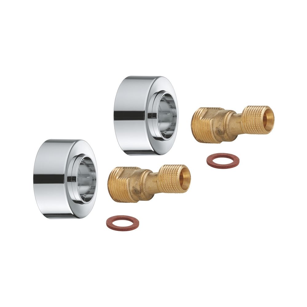Raccord en S Grohe 1/2" x 3/4", réglable 7,5 mm, avec silencieux, rosace à visser, chromé, 48453000