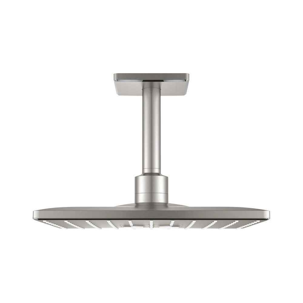 Grohe Rainshower SmartActive 310 Cube Set de pommeau de douche carré, sortie plafond 142 mm, 2 modes de jet, Supersteel, 26481DC0