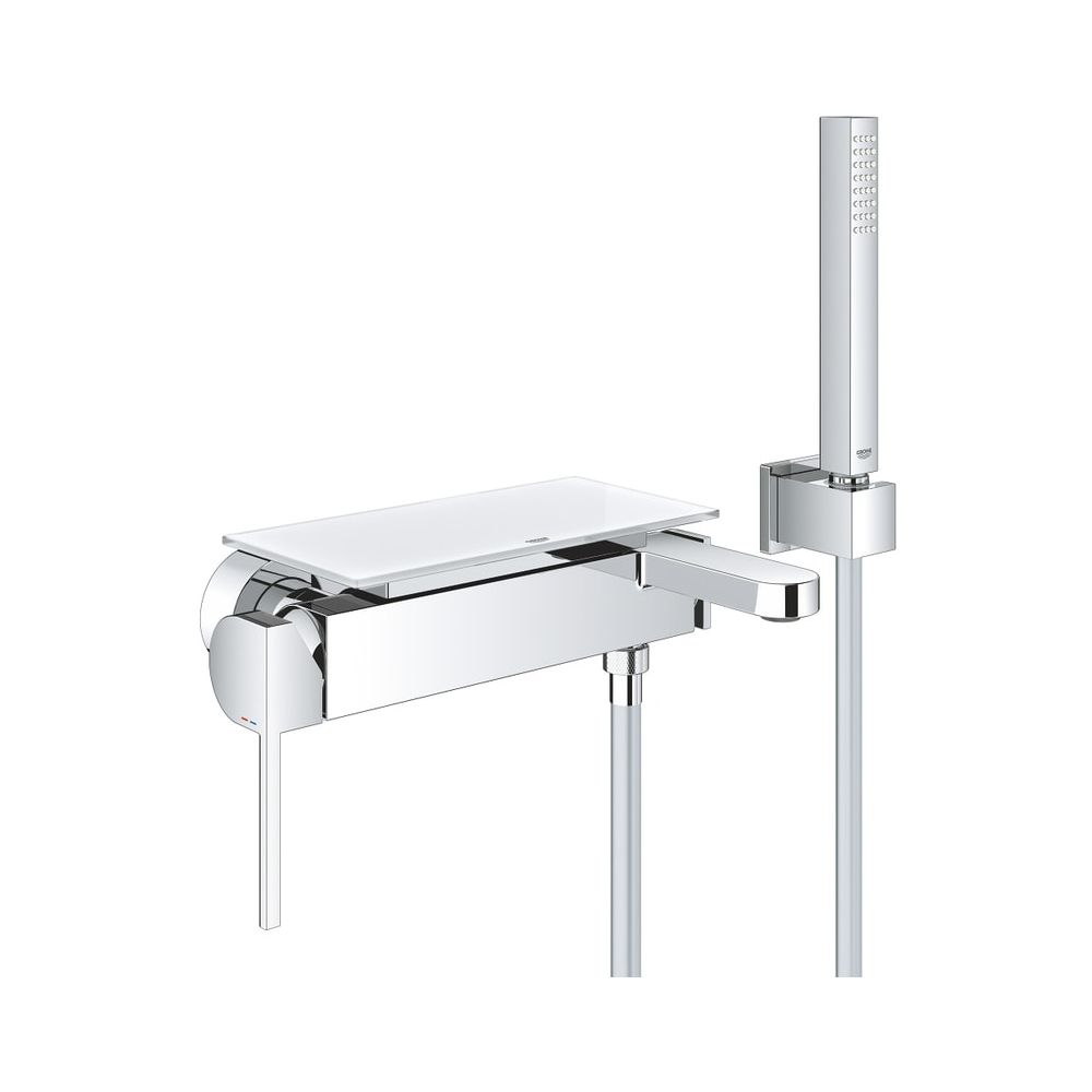Grohe Plus mittelevier robinetterie de baignoire, montage mural, avec garniture de douche Euphoria Cube, chromé, 33547003