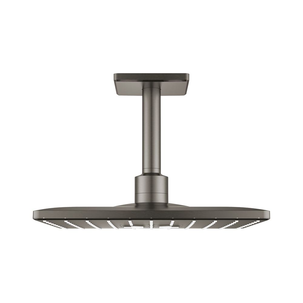 Grohe Rainshower SmartActive 310 Cube Set de pommeau de douche carré, sortie plafond 142 mm, 2 modes de jet, Hard Graphite brossé