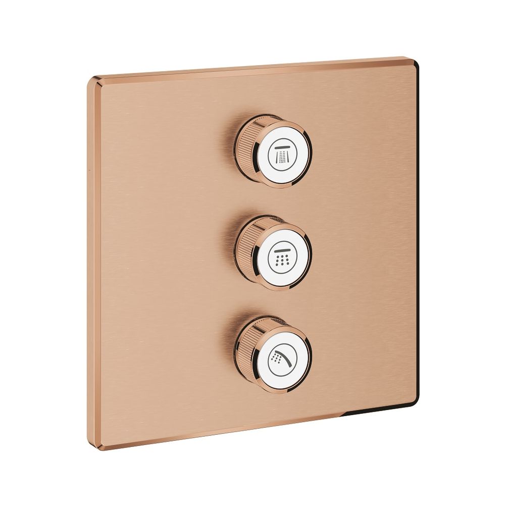 Grohe Grohtherm SmartControl vanne encastrée 3 voies, angulaire, kit de montage prêt à poser pour Rapido SmartBox, Warm Sunset brossé