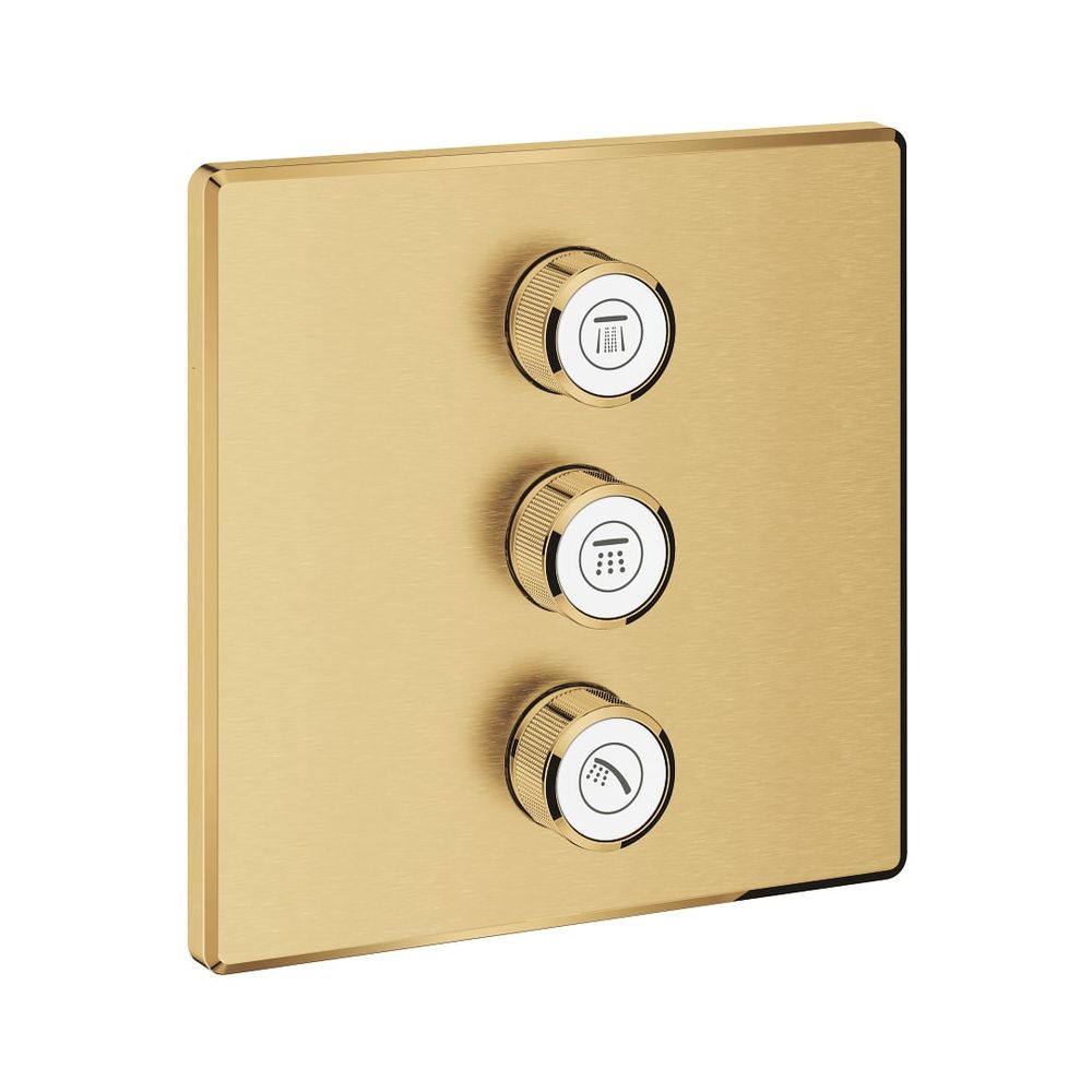 Grohe Grohtherm SmartControl Vanne encastrée 3 voies, angulaire, kit de montage prêt à poser pour Rapido SmartBox, Cool Sunrise brossé