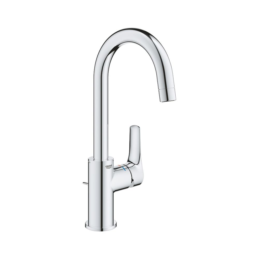 Mitigeur monocommande Eurosmart Grohe pour lavabo, taille L, garniture à tirette, bec pivotant, chromé, 23537003