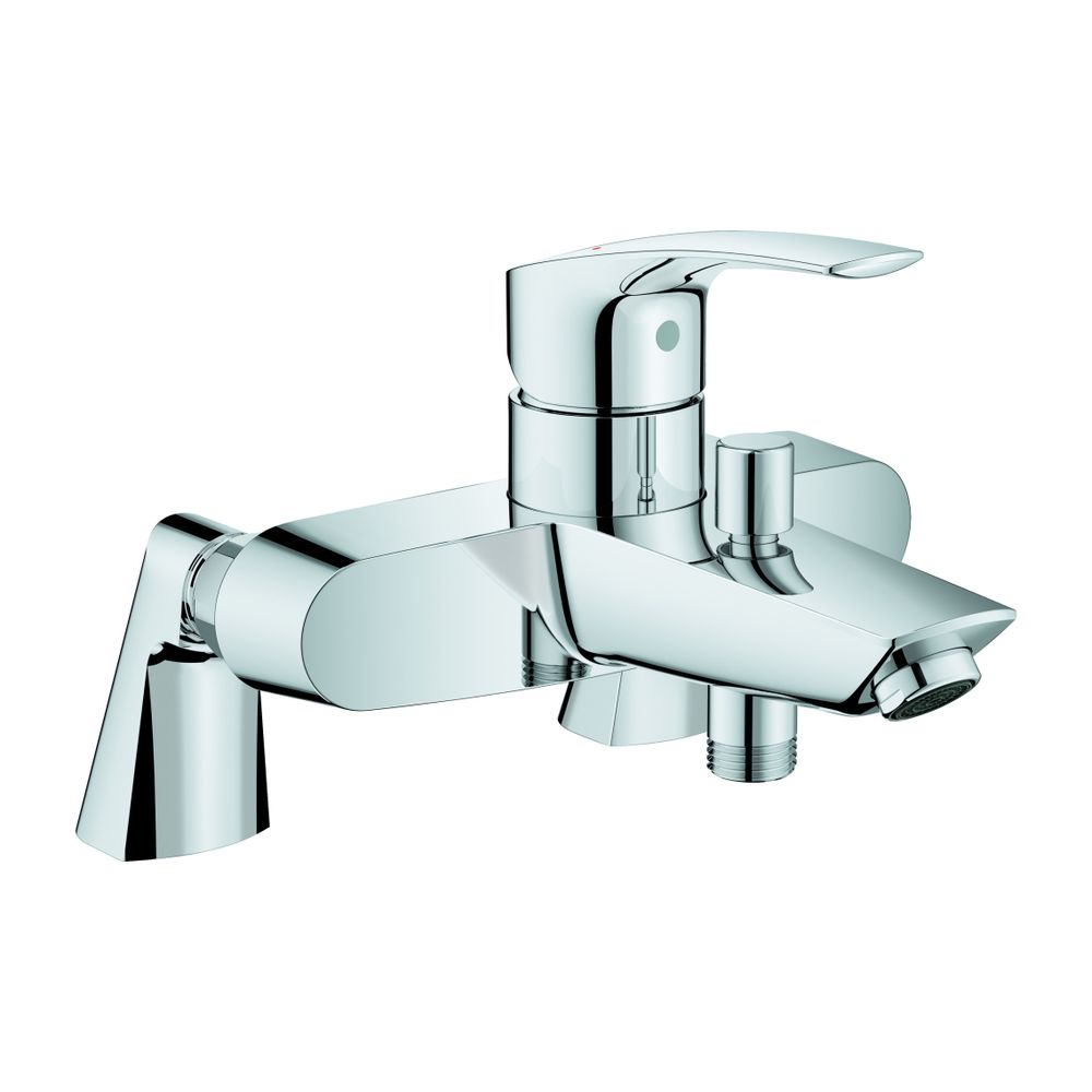 Grohe Eurosmart Mitigeur de bain sur colonne, cartouche céramique avec Eco-Override-Stop, raccords verticaux, chromé, 33303003