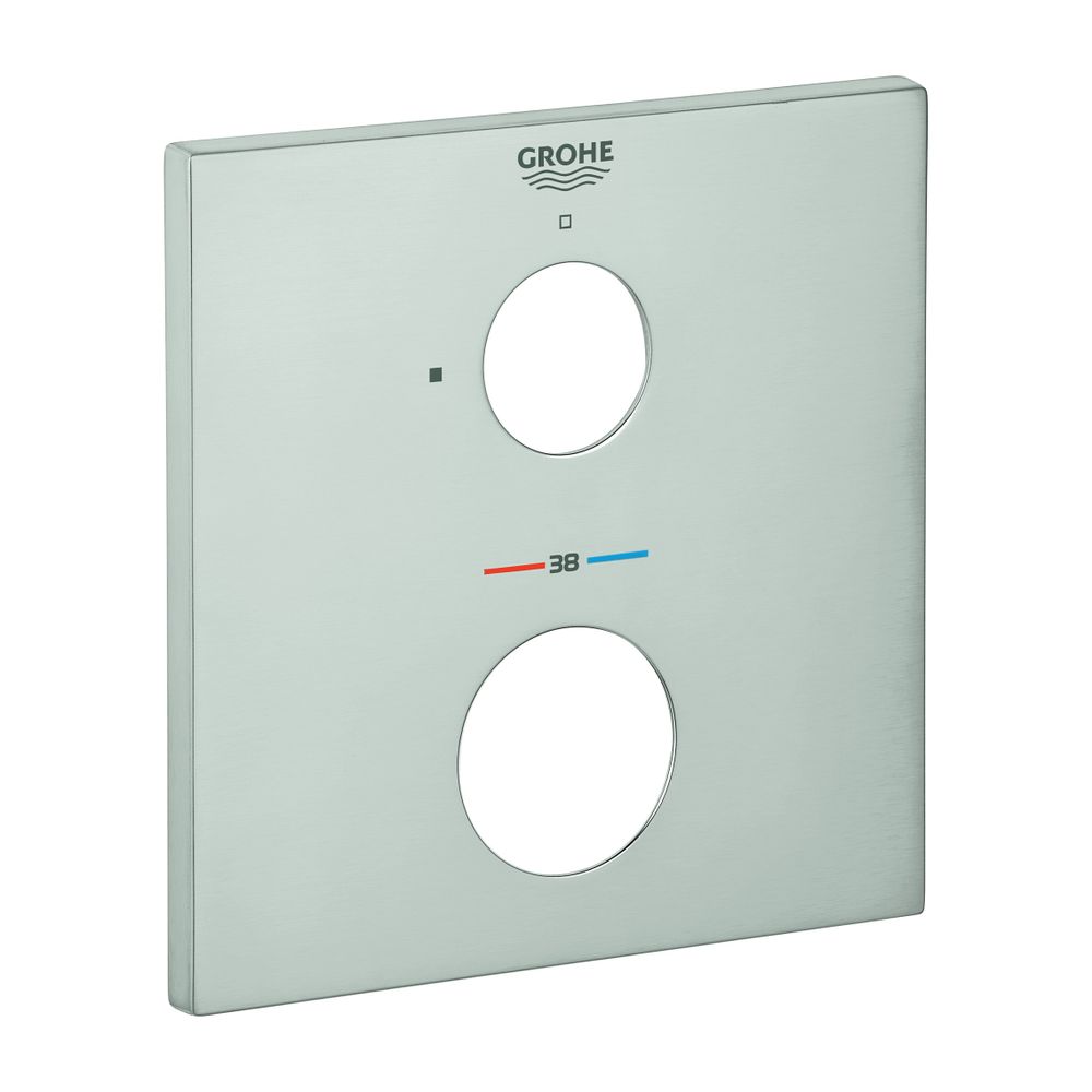 Rosace carrée Grohe pour mitigeur thermostatique prêt-à-monter, orientable à 6°, Supersteel, 49109DC0