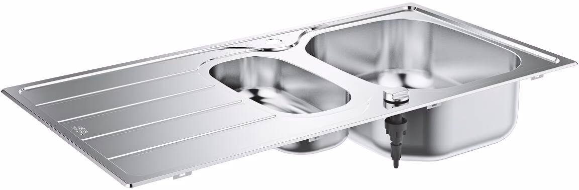 Évier en acier inoxydable GROHE K200 avec égouttoir, 965x500 mm, 1,5 bac, acier inoxydable (31564SD1)