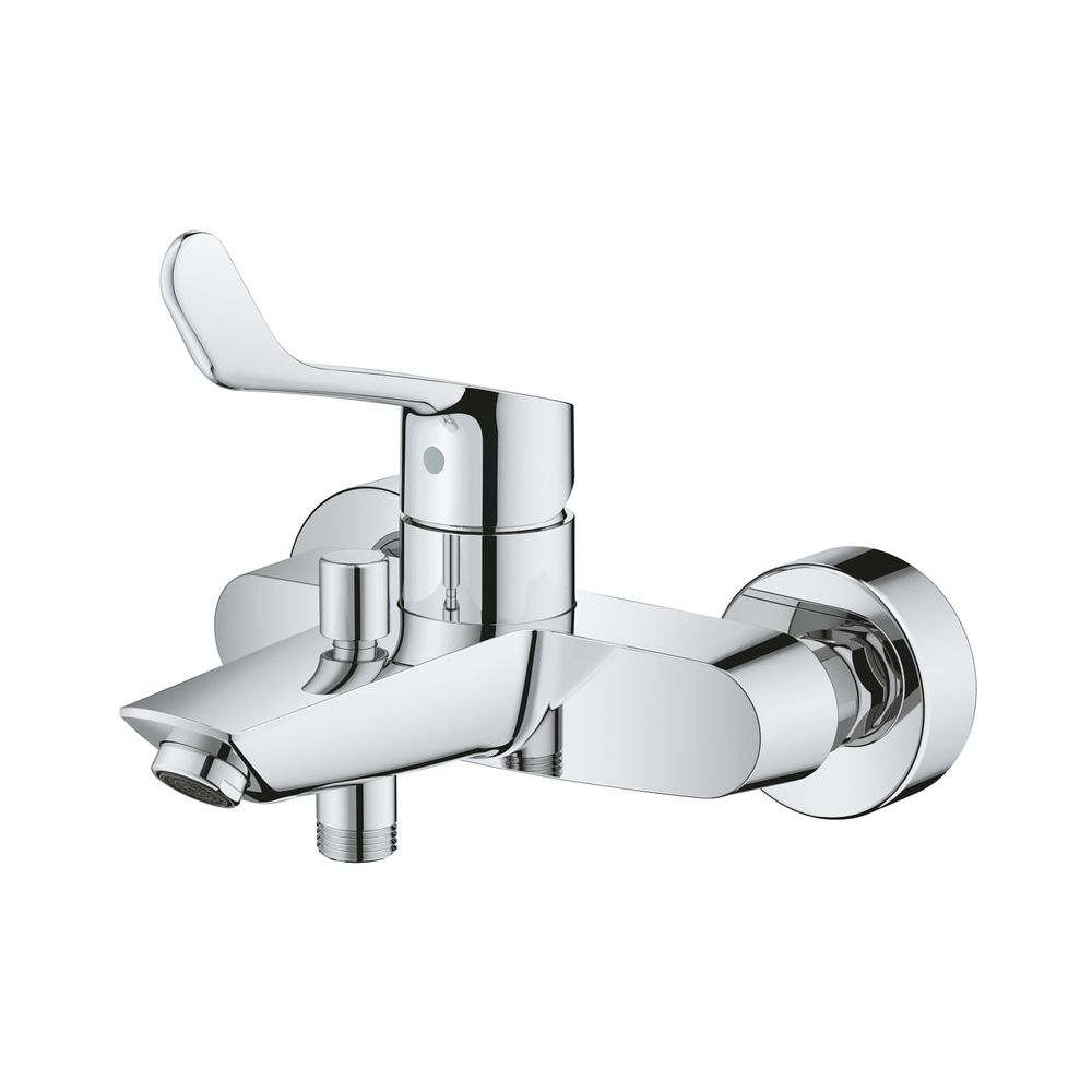 Robinetterie de bain Eurosmart Grohe à levier unique, montage mural, levier métallique long, limiteur de température, raccords S, chromé, 25243003