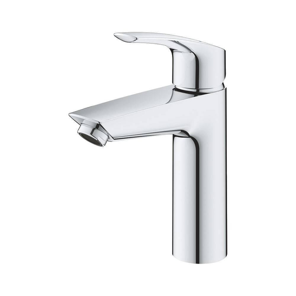 Grohe Robinetterie de lavabo Eurosmart, taille M, corps lisse, garniture push-open, protection anti-brûlure thermique, chromé