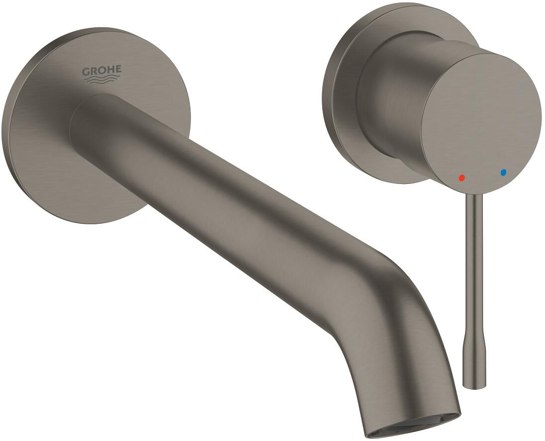 Robinetterie de lavabo Grohe Essence 2 trous, montage mural, série Professional Edition, portée 230 mm, finition hard graphite brossé (réf. 29193AL1)