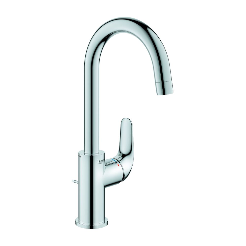 Robinetterie de lavabo Grohe EuroPro à une seule commande, taille L/M, garniture d'évacuation à tige, économie d'eau, chromé, 24272001