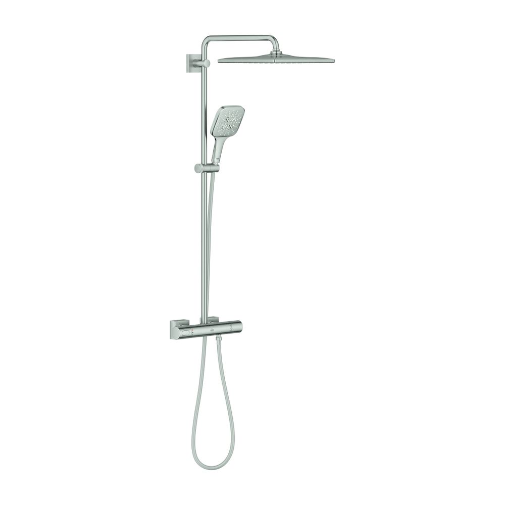 Grohe Rainshower SmartActive 310 Cube Système de douche avec batterie thermostatique AP, Mono 310 Cube, SmartActive 130 Cube, Supersteel