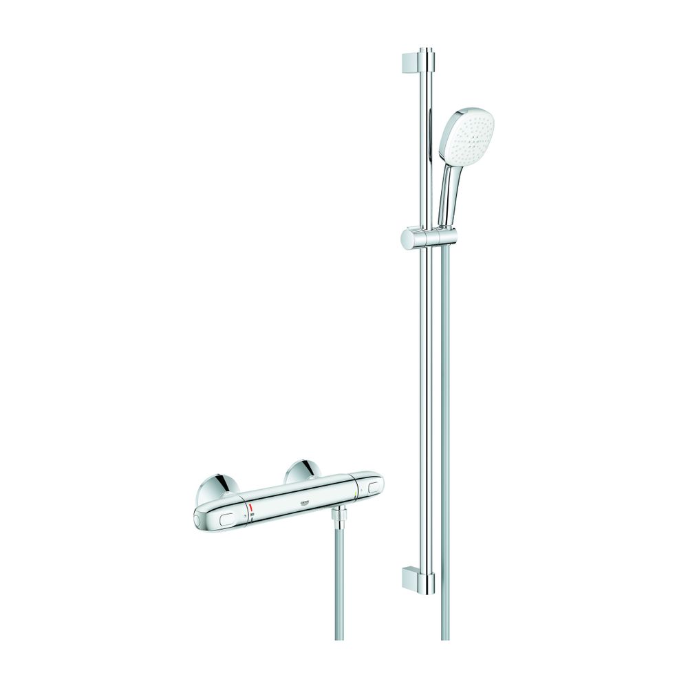 Grohe Grohtherm 1000 Mitigeur thermostatique pour douche, avec set de barre de douche Tempesta 900 mm, 2 modes de jet (Rain/Jet), chromé, réf. 34824005