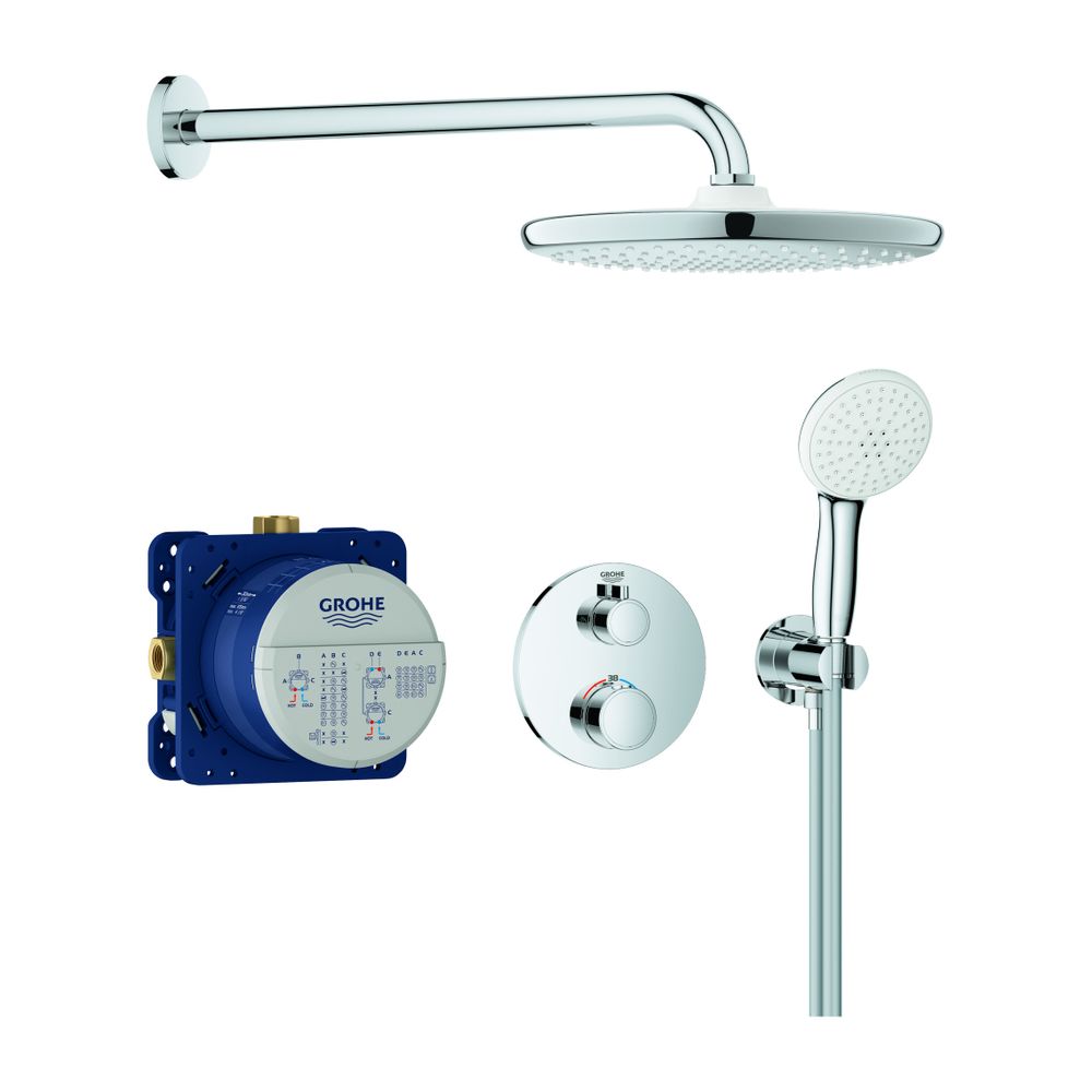 Grohe Système de douche Grotherm UP Tempesta 250 avec pommeau de tête UP, batterie 2 voies SmartBox Tempesta 110 handbrause, Chromé, 34872000