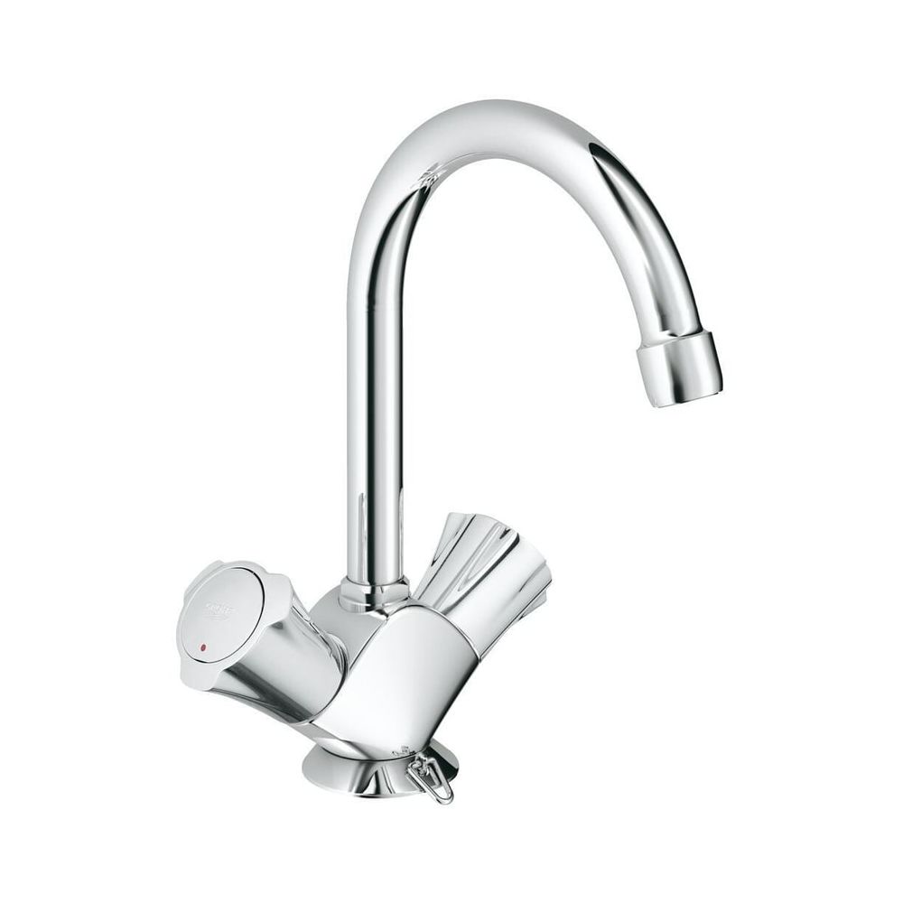 Robinetterie d'évier Grohe Costa à trou unique, bec orientable avec chaîne escamotable, chromé, 21337001