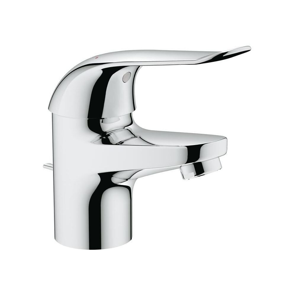 Robinetterie de lavabo Grohe Eurosmart Care, montage à un trou, garniture de vidange à tige de traction, cartouche 35 mm, levier 120 mm, chromé