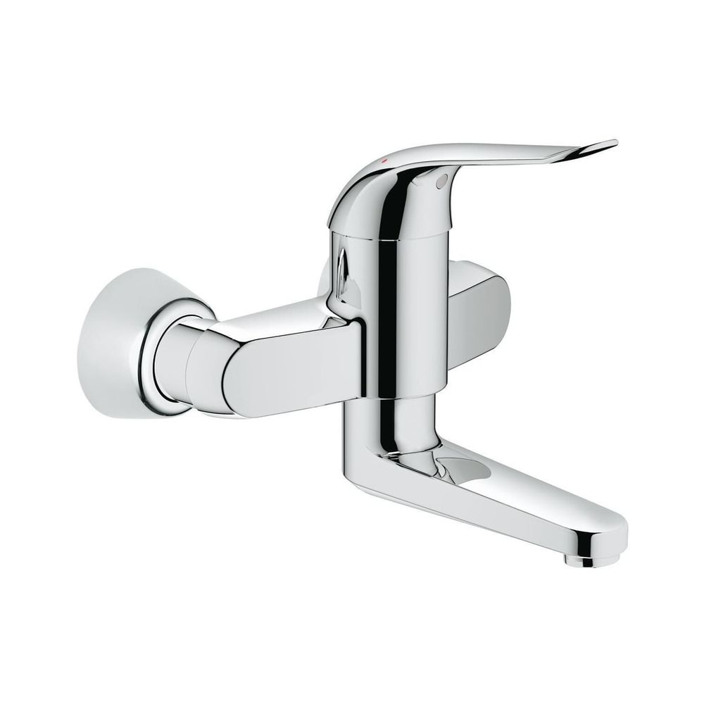 Robinetterie Grohe Eurosmart Care à levier unique pour lavabo, montage mural, portée 197 mm, longueur de levier 120 mm, bec pivotant, chromé