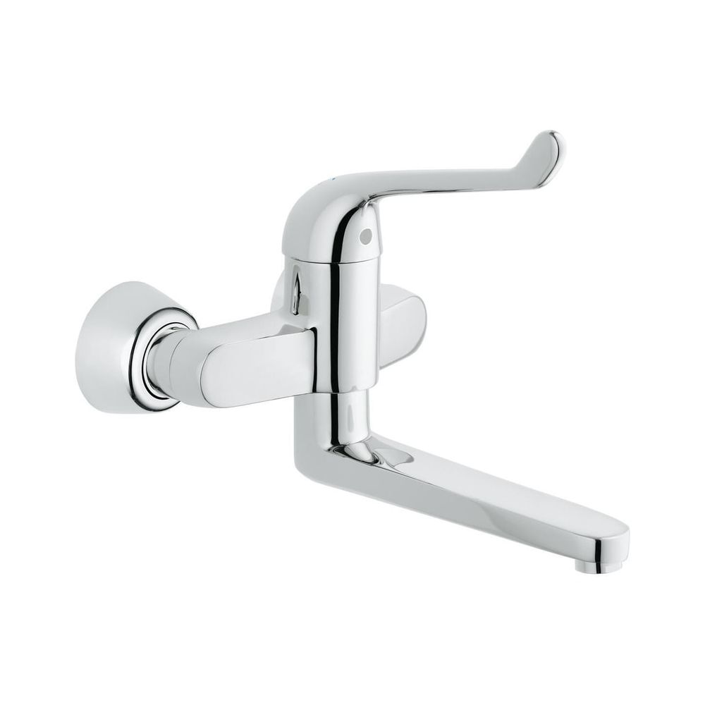 Robinetterie de lavabo Grohe Eurosmart Care à sécurité enfant, montage mural, levier 170 mm, portée 256 mm, chromé