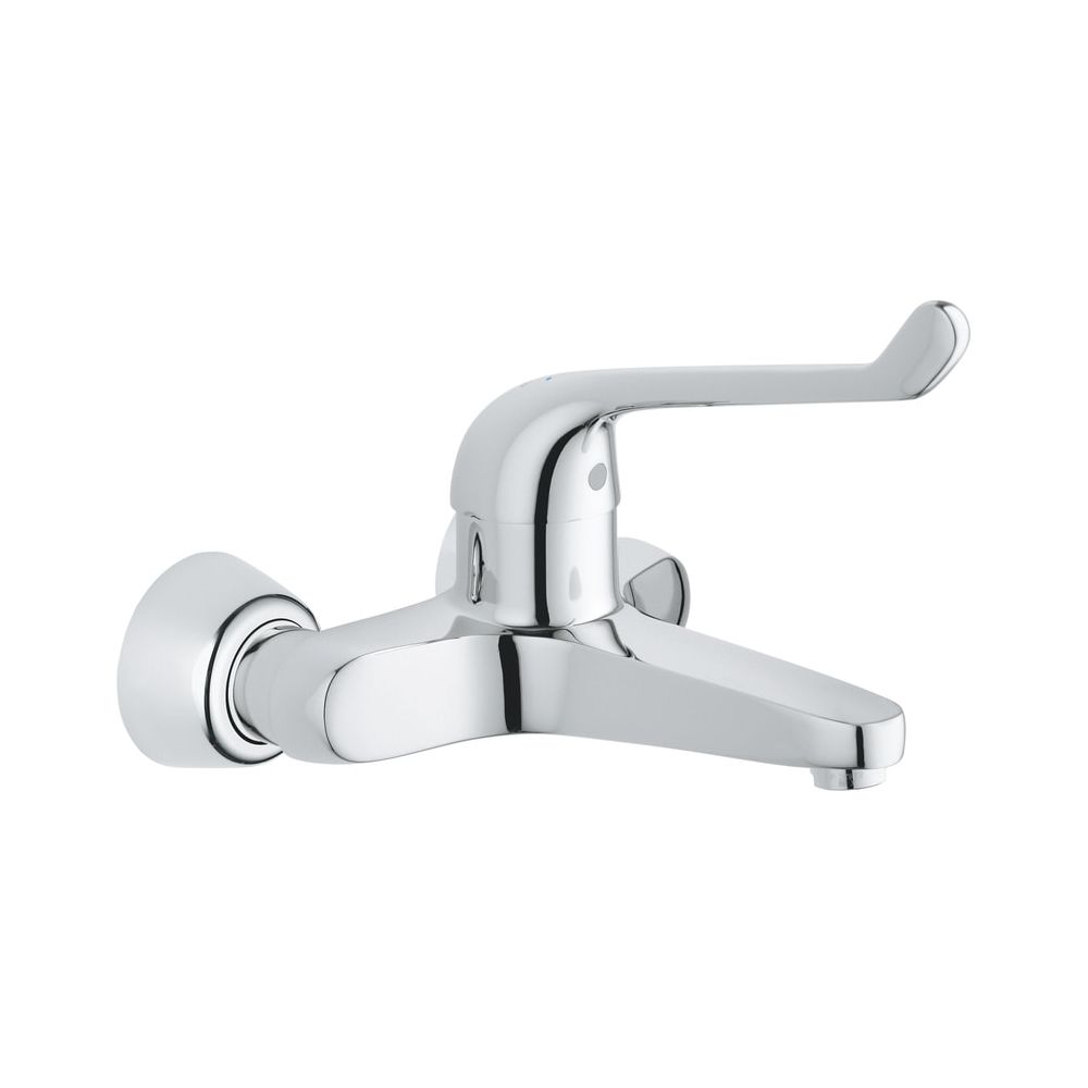 Robinetterie mitigeuse de sécurité à une commande Grohe Eurosmart Care pour lavabo, montage mural, longueur de levier 170 mm, portée 204 mm, chromé