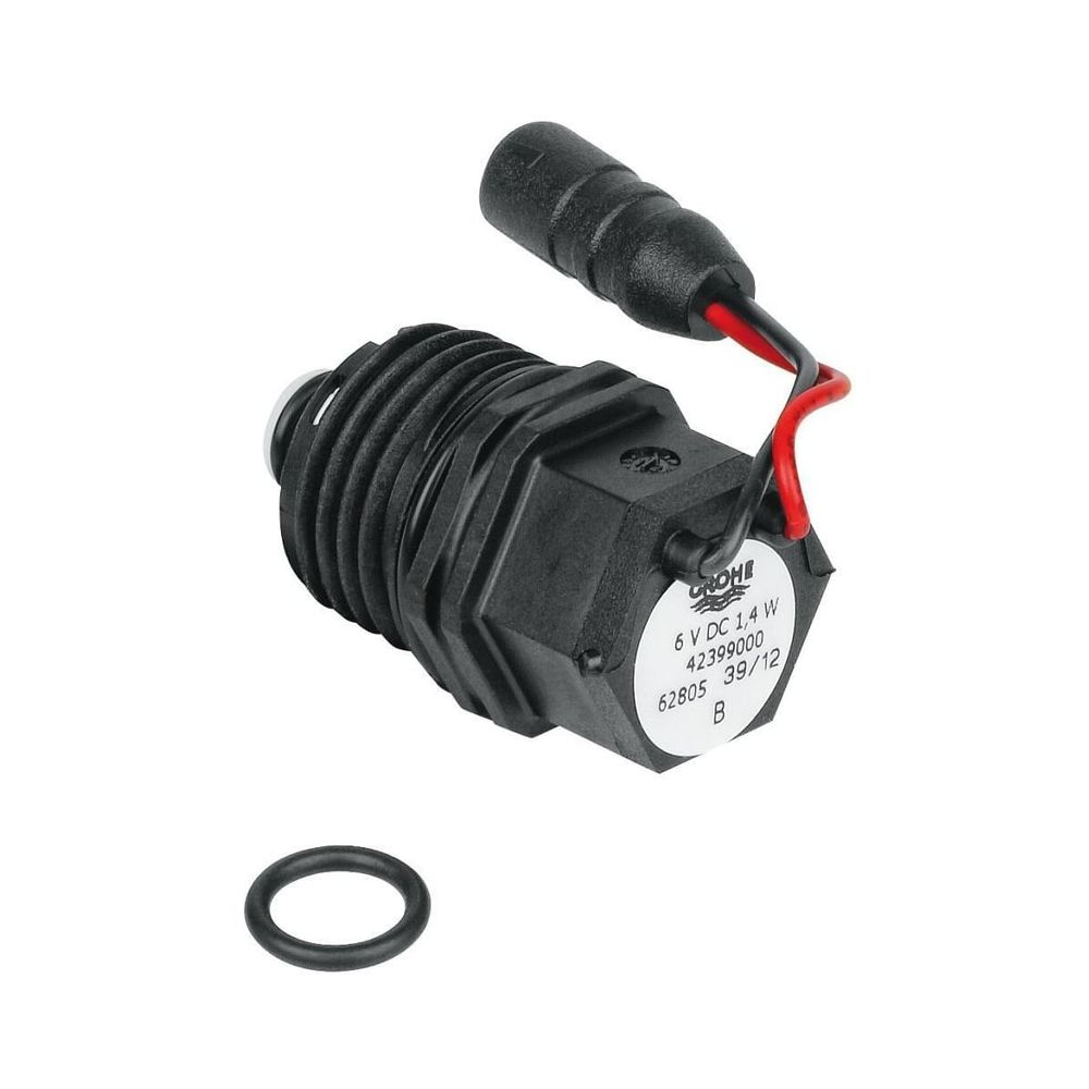 Électrovanne Grohe pour robinetterie infrarouge de lavabo, avec filtre à impuretés, tension de service 6V, réf. 42399000