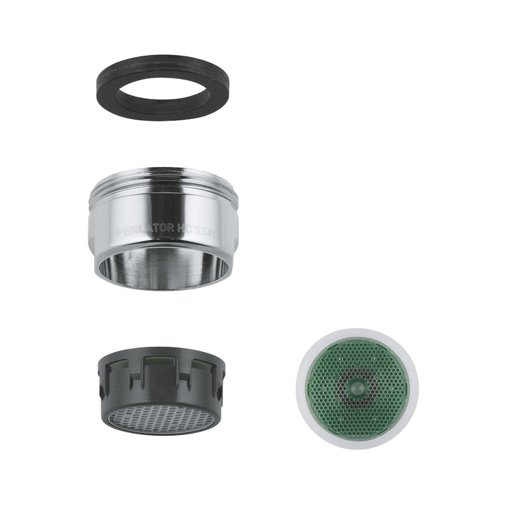 Aérateur Grohe, filetage extérieur M24x1, classe de débit PCA, 5,7 l/min, chromé, 46837000